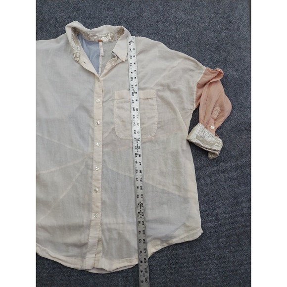 Free People Shirt Womens Small Button Up Colorblock Rainbow Rays Sheer - Picture 6 of 11